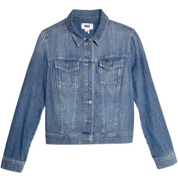 PAIGE AVELINE DISTRESSED DENIM JACKET FALL SOFT CHIC MEDIUM - Picture 2 of 10